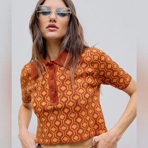 Cider Orange Geometric Crop Top